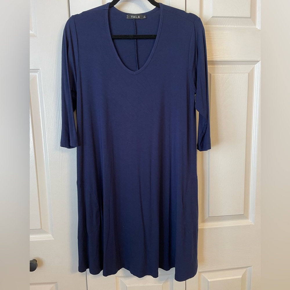 Yala Deep Navy V-Neck Dress